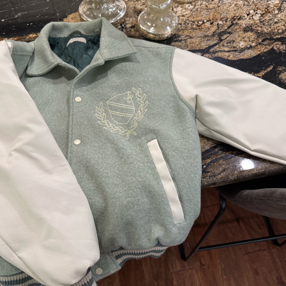 Classic Green and White Varsity Jacket